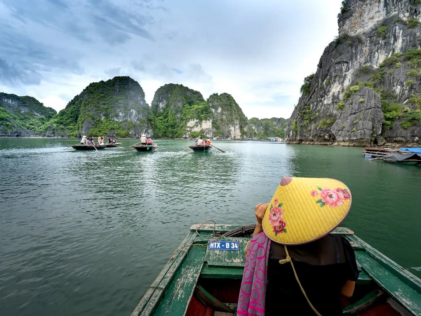 Ha Long Bay on a 4titude Vietnam supported holiday, limestone peaks and emerald water